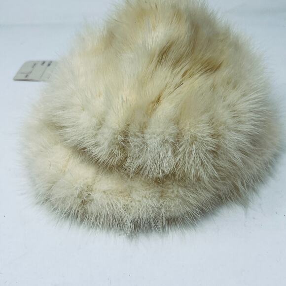 Vintage 50s / 60s Fur Hat Cream Winter Original Tag Blank Classic Tan - Picture 3 of 9